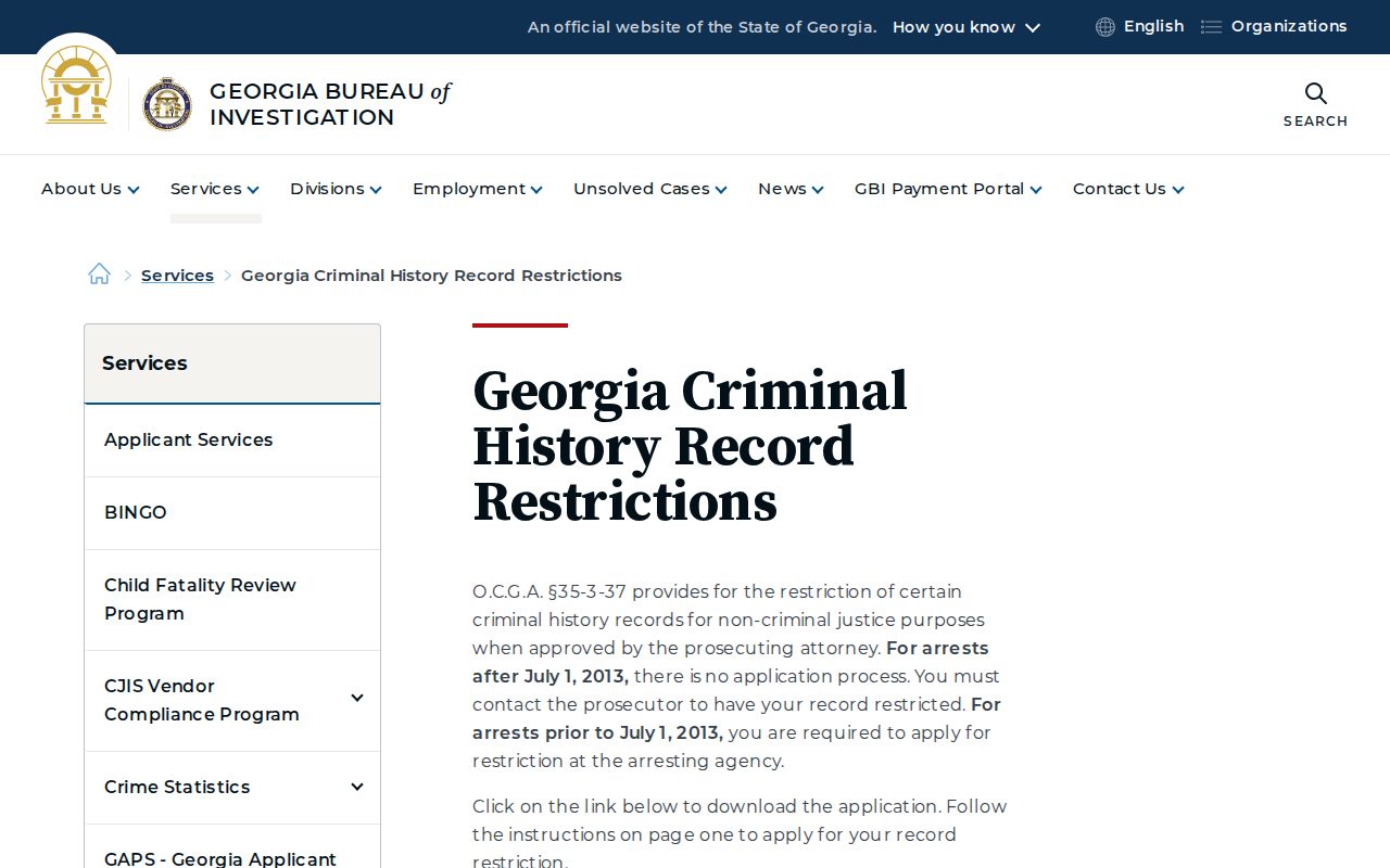 Rockdale County criminal history Georgia record restriction